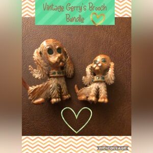 Vintage Signed Gerry’s Spaniel Enamel Brooch Bundle